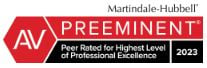 Martindale-Hubbell AV Preeminent Peer Rated for Highest Level of Professional Excellence 2023